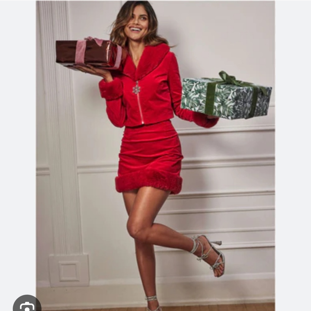 VENUS Velvet and Faux fur mini skirt